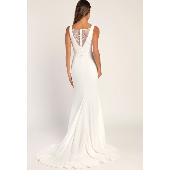 NWT Lulu’s Long-Lasting Love Ivory Lace V-Neck Mermaid Maxi Wedding Dress Large - Picture 4 of 15